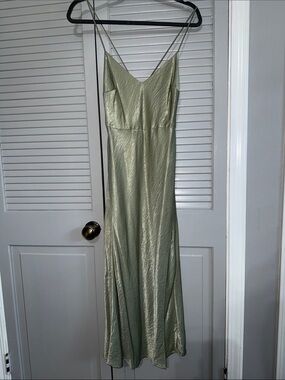 Hello Molly Satin Slip Maxi Dress in Sage